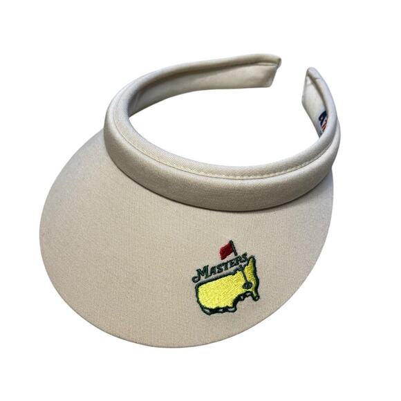 Vintage 80s MASTERS Golf Embroidered Logo Visor Hat Cream TEXACE NEW main image 2